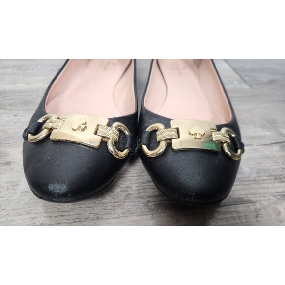 Kate Spade Women's Sz. 9.5 Phoebe Black Leather Ballet Flats - Picture 2 of 8